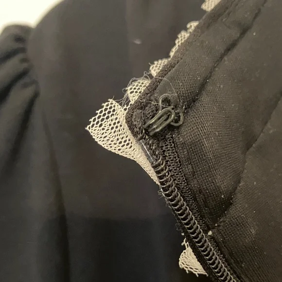 Betsey Johnson Elegant Black Midi Dress with Silver Accents pearl, rhinestone . - Picture 12 of 15